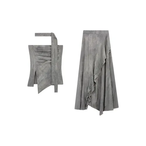 TIBINB Серый Женские Комплекты с юбкой