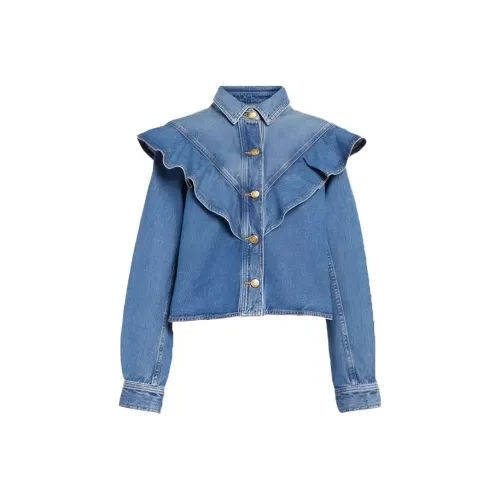Leather Cat Denim Jacket Women's