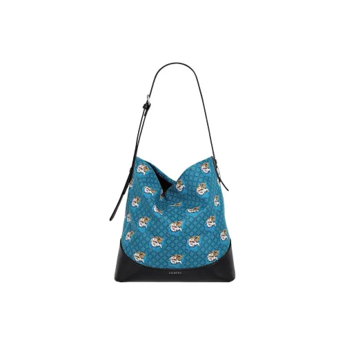 Great Dog and Black Horse Микрофибра Синтетическая Кожа Подмышечная Сумка на Плечо Большая Женская Kingfisher Перо Синий