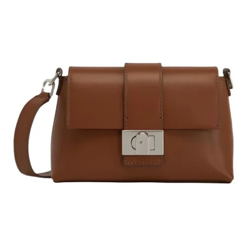 Furla Коровья кожа Квадратная сумка Сумка через плечо Большая Женская Коричневая