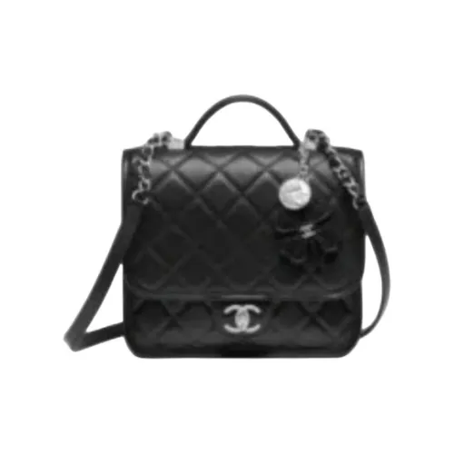 CHANEL Телячья кожа Шерсть саржа Мягкий шерстяной рюкзак Женские Черный и розовый