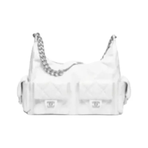 CHANEL Полированная овечья кожа Hippy Сумка Сумка через плечо Экстра-большая Женская Белая и Черная