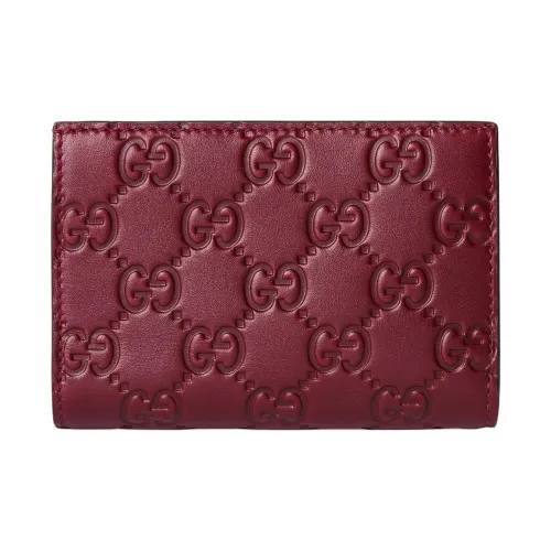 GUCCI GG Emblem Кожа Кошелек Маленький Женский Красный