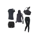 Комплекты одежды [Серебряный узор пальто + Серебряный узор топ + Серебряный узор майка + Серебряный узор шорты + Черные штаны]