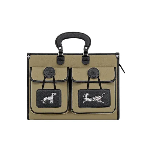 Great Dog and Black Horse Ткань Сумка Большая Унисекс Хаки Зеленый