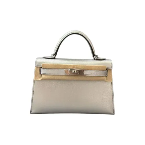 HERMES Mini Kelly 2nd Generation Chamkila шевро Через плечо Сумка Женские 05 Argente Серебряный