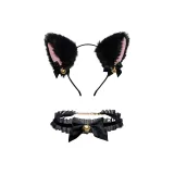 Чёрный кот, ухо, ободок и ожерелье-чокер