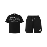 Черный термоперенос, жемчужный, с короткими рукавами + черные жемчужные шорты с логотипом