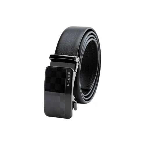 HONGU Ремни из коровьей кожи Мужские Темно-черные 3,5 см