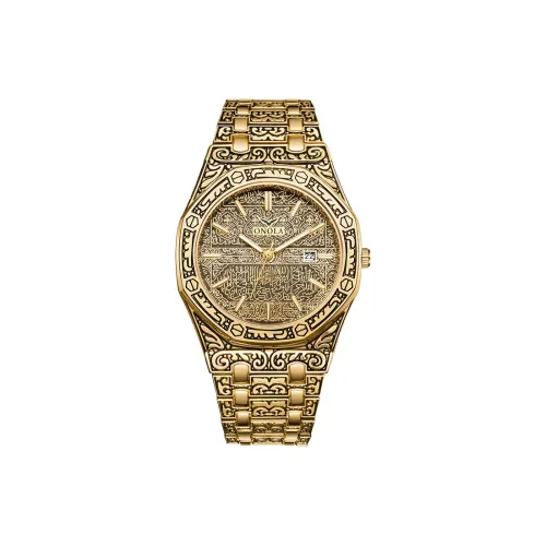 ONOLA Модный Элегантный And Утонченный UNIQUE Премиум Кварцевый механизм Стальной ремешок Мужские часы Золотой циферблат