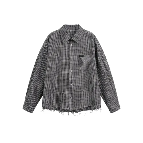 HYLHYL Черно-серый цвет унисекс рубашки