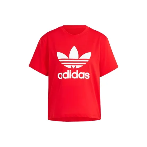 Adidas Originals Т-рубашка с рукавом-трубой женская красная