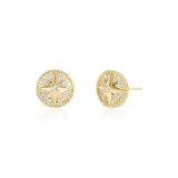 Серьги-гвоздики с восьмиконечным компасом - Золото