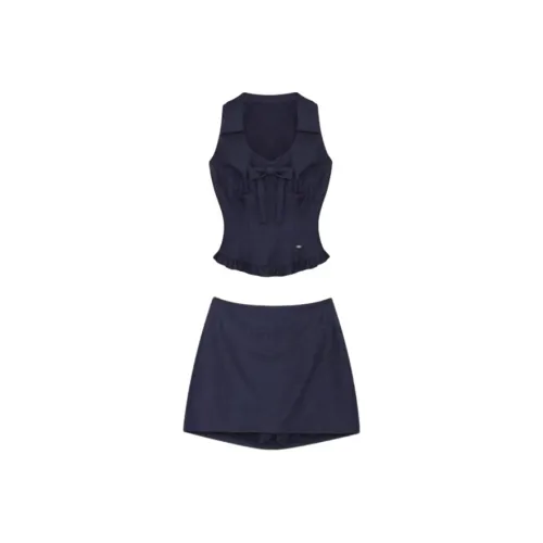 TIBINB Темно-синий Женские Комплекты с юбкой