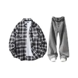 Чёрный + Дымчатый Серый Брюки