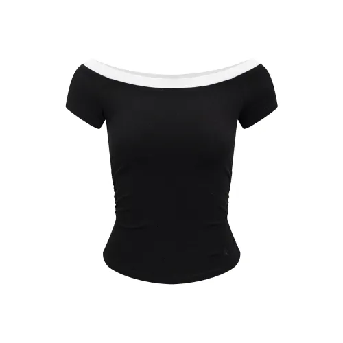 Ariseism Off The Shoulder Короткий рукав T-рубашка для женщин летний облегающий крой топы для женщин