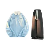 Комплект одежды (Топ Sky Blue + Темно-серые штаны)