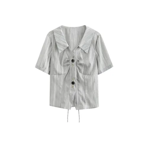 MENGXIAOQI Серые Женские Рубашки