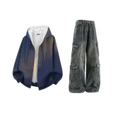 Темно-синий синий топ + винтажные синие штаны