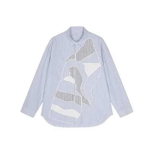 CROQUIS 982 Средне-синий Полоска и Клетка Мужская Рубашка