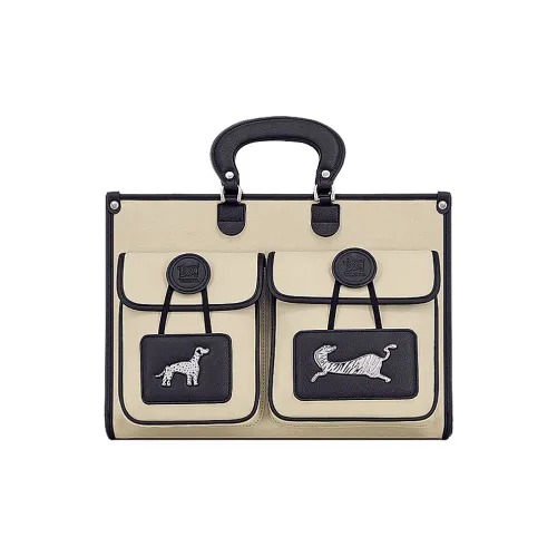 Great Dog and Black Horse Нейлоновая сумка большая женская миндально-белая