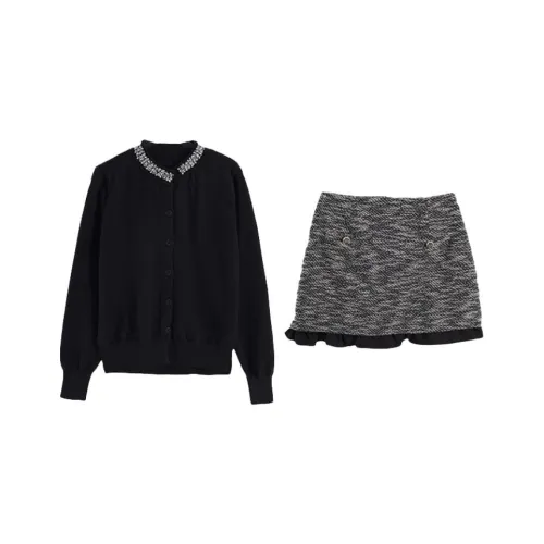 Meanalot Черный топ + Юбка Женские Комплекты с юбкой