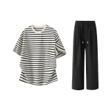 Белый топ + черные штаны