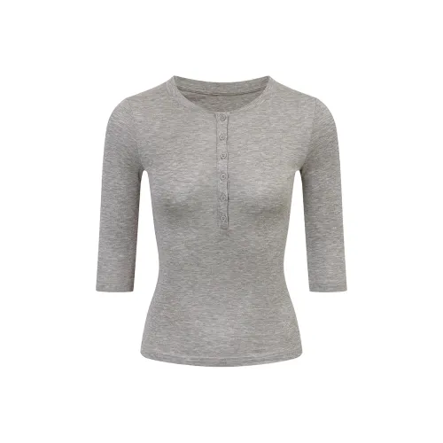 Ariseism MID Длинный рукав Воротник Генри Рубашка с длинным рукавом для женщин Осенний облегающий крой Топ для женщин