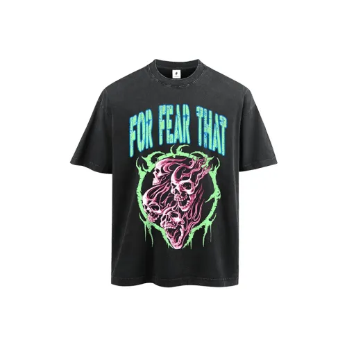 FOR FEAR THAT Промытый черный Унисекс Футболка