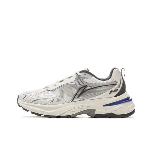 LiNing Амортизация Сопротивление Сгибанию Устойчивость к Износу Поддержка Низкий Верх Толстая подошва Мужские Белый Серебряный