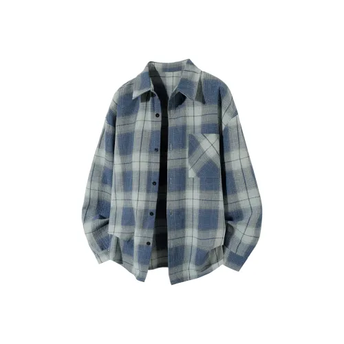 WKOOG Синяя клетка Унисекс Рубашки