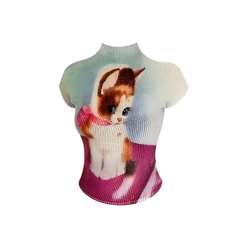 Qiuerle Подушка для сидения Кошка Женские Рубашки с коротким рукавом