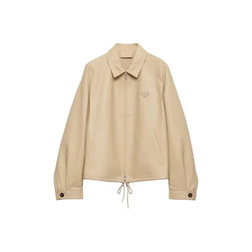PRADA Песочно-бежевые женские кожаные куртки