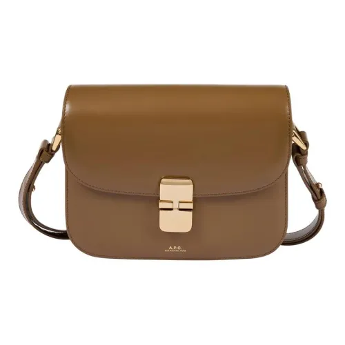 A.P.C Grace Коровья кожа Сумка через плечо Маленькая Женская Earth Brown
