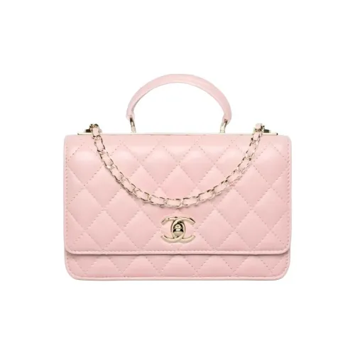 CHANEL Lambskin Bag Women's Light Pink