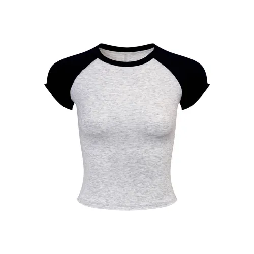 Ariseism Цветовой блок Короткий рукав T-рубашка Женская Летний Slim Fit Топ Женский