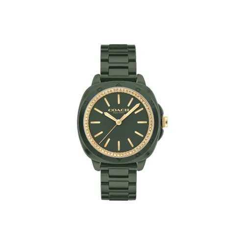 COACH Kitt Наручные часы Кварцевый механизм Керамика Ремень 34 мм Зеленый циферблат Женские часы