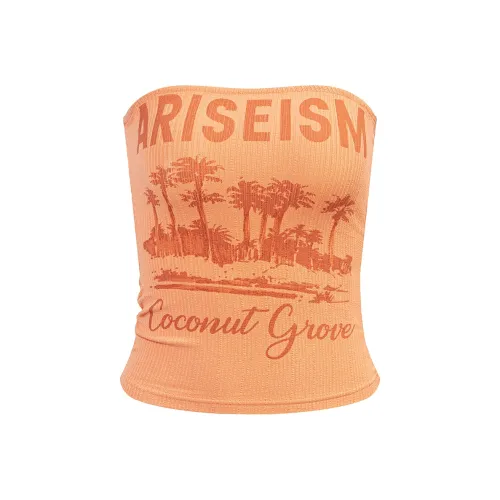 Ariseism Горячая девушка Принт Апельсин Без бретелей Топ Топ на бретелях Женские Лето Плотное прилегание Топ Женские