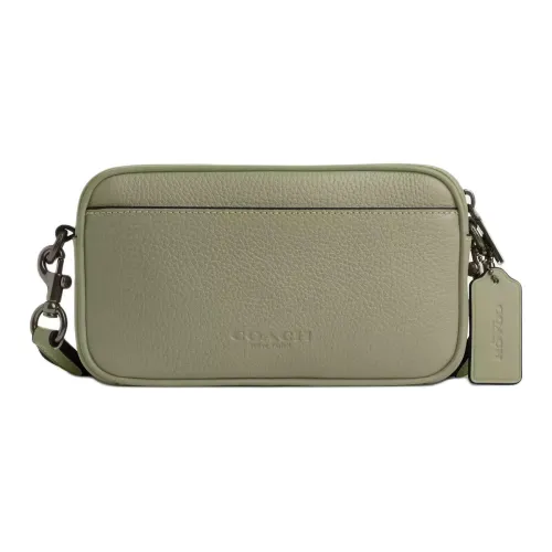 COACH Jayden Утонченный Каменная Кожа с Гладкой Телячьей Кожей Сумка через плечо Маленькая Мужская Лаймово-Зеленая