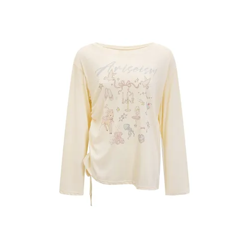 Ariseism Прозрачный Олень Длинный Рукав Т-Рубашка Для Женщин Осенний Облегающий Крой Топ Женский