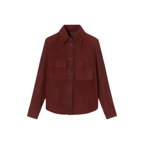 Loro Piana Бургундский Женские Кожаные Куртки