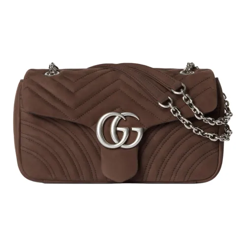 GUCCI GG Marmont Кожа Сумка через плечо Средняя Женская Темно-коричневая