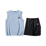 Ледниково-голубой (Mb Sunset Coconut Island Логотип на груди) + Черный (Mb Sunset Coconut Island Логотип на штанах)