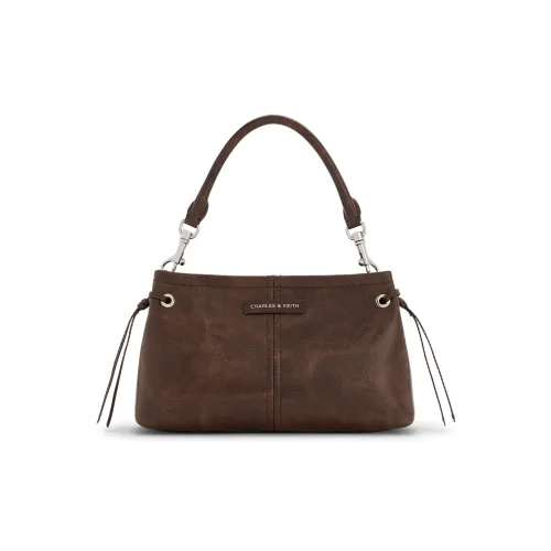 CHARLES KEITH ПУ (полиуретан) Одно плечо Сумка Маленькая Женская Кофейная Оловянно-серая