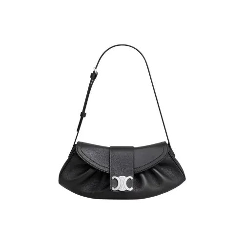 CELINE Polly Коровья кожа Сумка через плечо Женская Черная