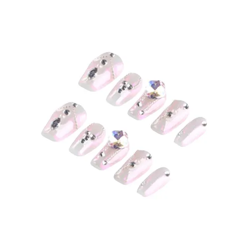 YIYIHE Розовый Сверкающий страз Кошачий глаз MID Длина Укороченный Короткий Квадрат Круглый Розовый Однотонный