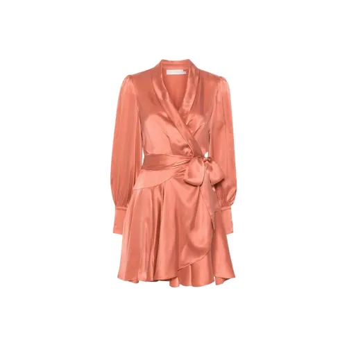 Zimmermann Длинное платье с длинными рукавами женское оранжевое