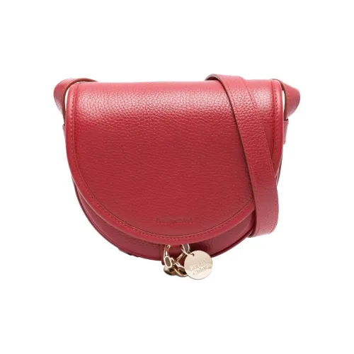 See By Chloe Яркий Зернистая кожа коровы Седло Сумка Сумка через плечо Маленькая Женская Мечтательная Красная