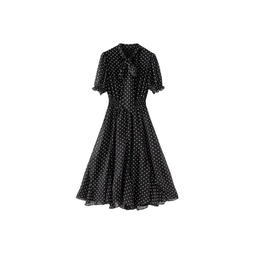 MH Гороховый узор Женские Короткие Платья с рукавами