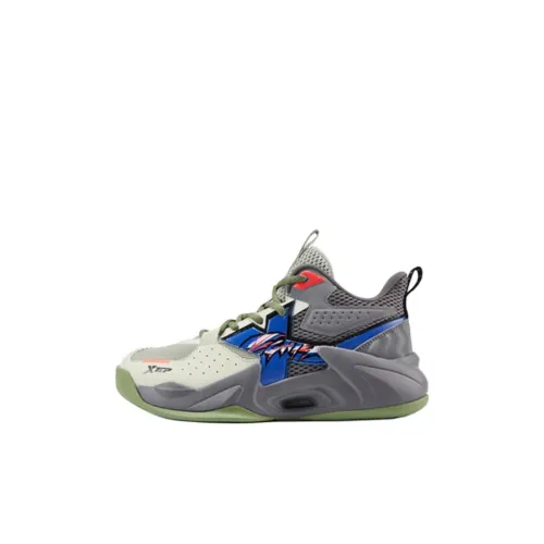 XTEP Детские баскетбольные кроссовки High Top Серый Зеленый Школьный возраст